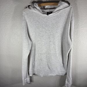Monrow Sweatshirt Womens Size Large Lighy Gray Pull Over Hoodie Pocket Front
